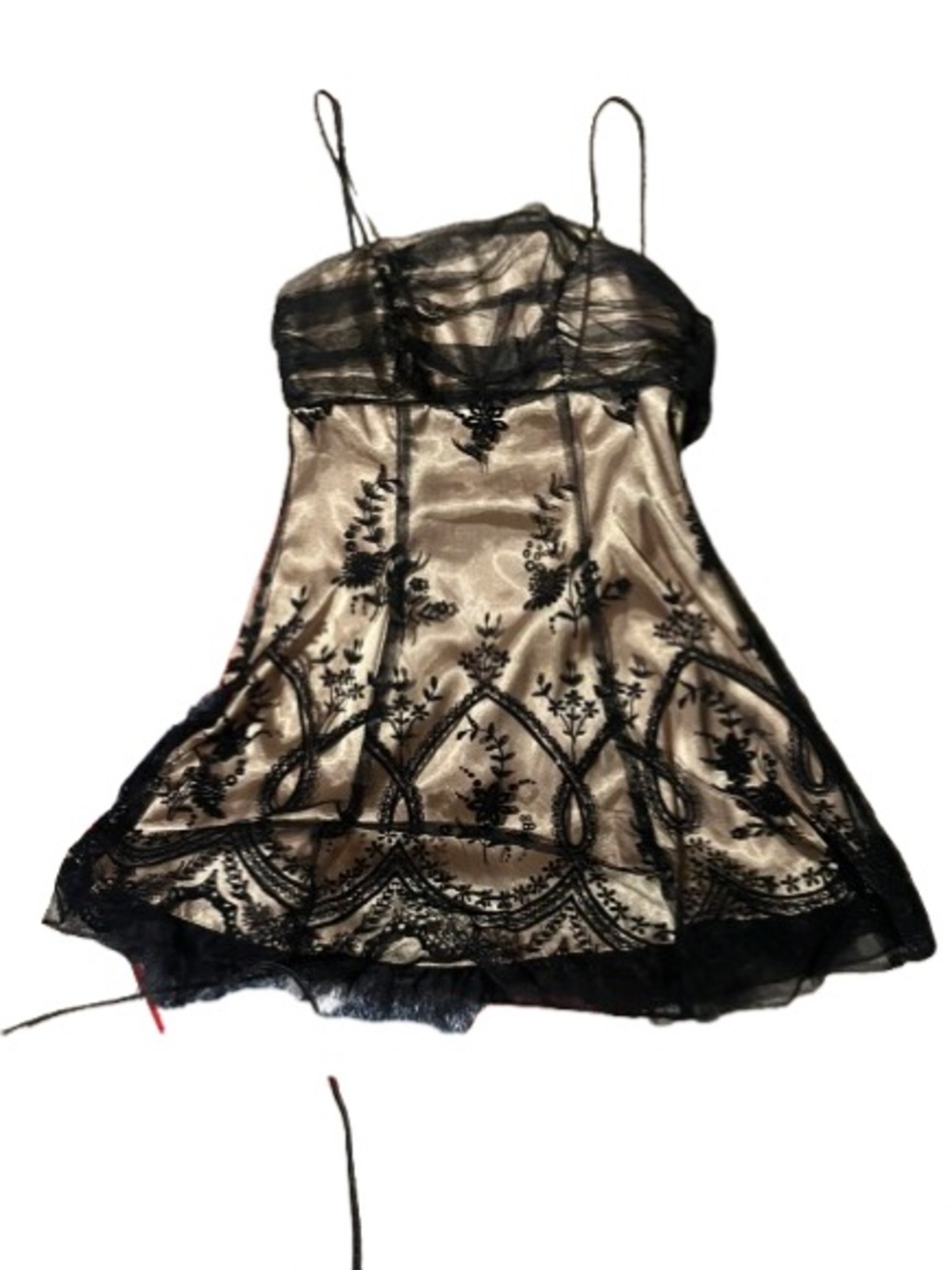 VTG Y2K Juno Whimsigoth Flocked Velvet Mesh Overlay Babydoll Dress